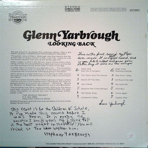 Glenn Yarbrough : Looking Back (LP, Album, RE)
