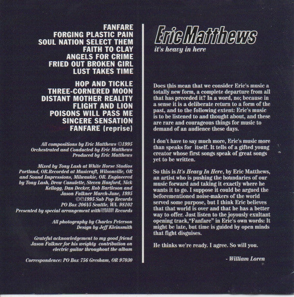 Eric Matthews : It's Heavy In Here (CD, Album)