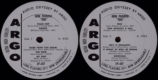 The Herb Pilhofer Trio : Jazz (LP, Album, Mono)