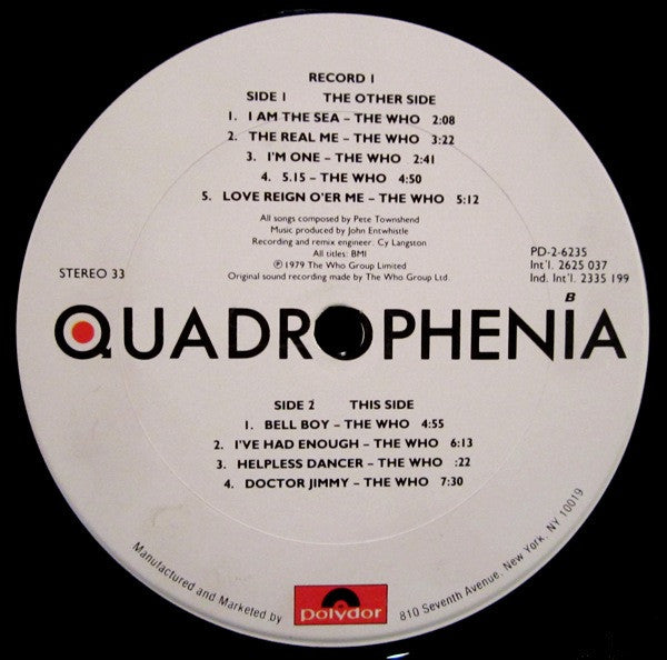 Various : Quadrophenia (Original Motion Picture Soundtrack From The Who Film) (2xLP, Album, Comp, Club, Gat)
