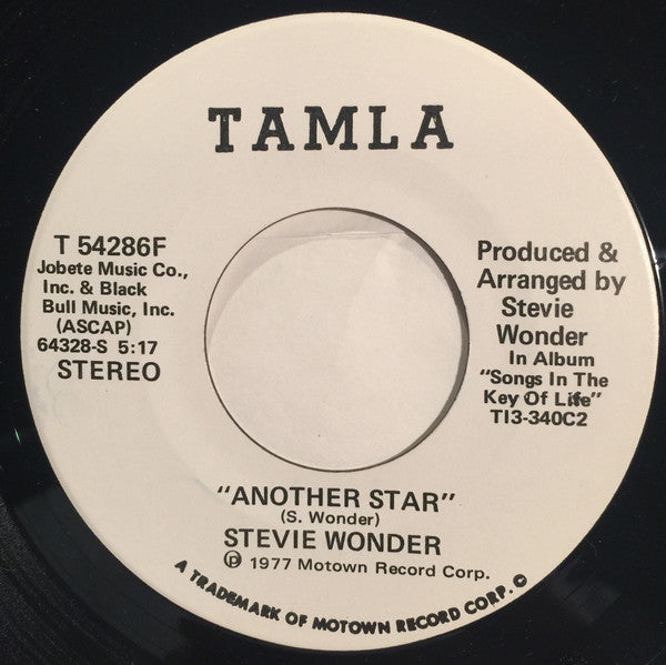 Stevie Wonder : Another Star (7", Mono, Promo)