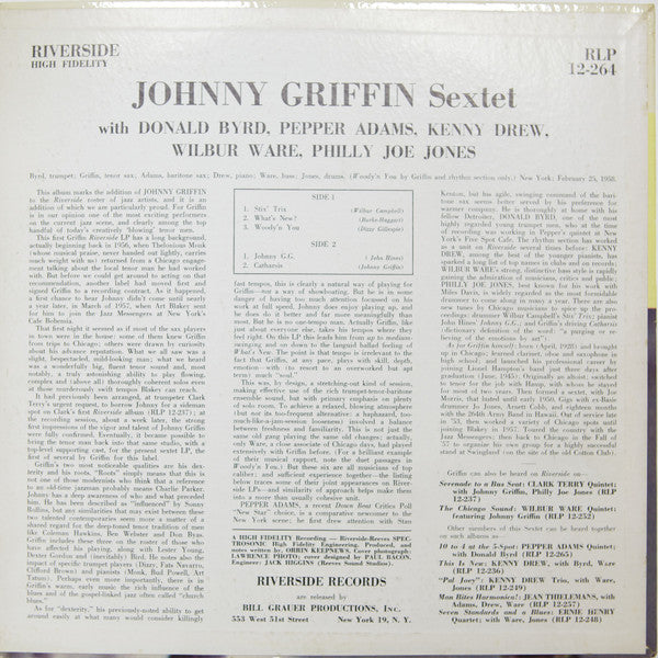 Johnny Griffin Sextet : Johnny Griffin Sextet (LP, Album, Mono)