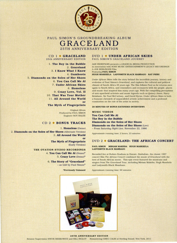 Paul Simon : Graceland (CD, Album, RE, RM + CD, Comp, RM + 2xDVD, NTSC + B)