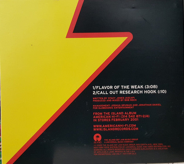 American Hi-Fi : Flavor Of The Weak (CD, Single, Promo, Dig)