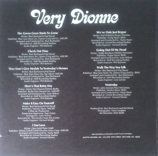Dionne Warwick : Very Dionne (LP, Album, Kee)