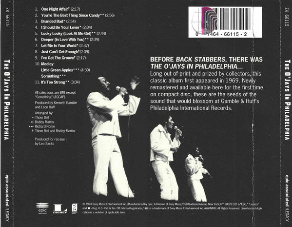 The O'Jays : The O'Jays In Philadelphia (CD, Album, RE, RM)