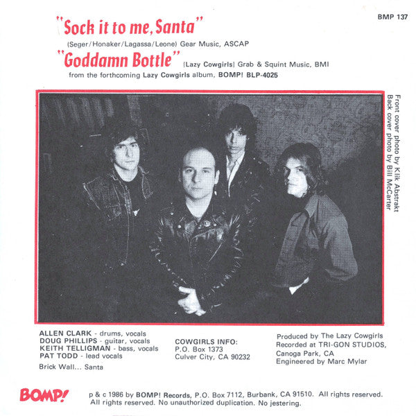 The Lazy Cowgirls : Sock It To Me, Santa / Goddamn Bottle (7", Single, Fir)