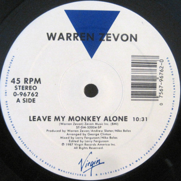 Warren Zevon : Leave My Monkey Alone (12", SP )