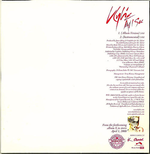 Kylie Minogue : All I See (CD, Single, Promo)