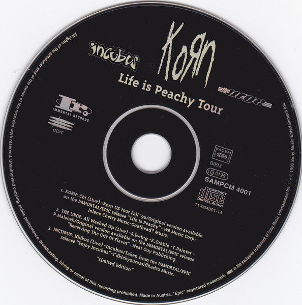 Various : Life Is Peachy Tour - Featuring (3 Live Tracks) (CD, Maxi, Comp, Ltd, Liv)