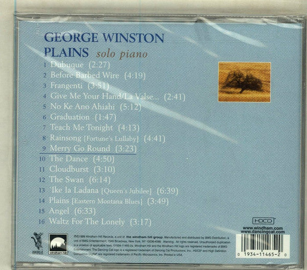 George Winston : Plains (HDCD, Album)