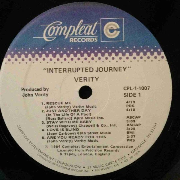 Verity (3) : Interrupted Journey (LP, Album, Gat)