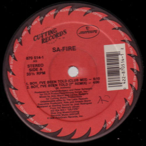 Safire : Boy, I've Been Told (12", Single)