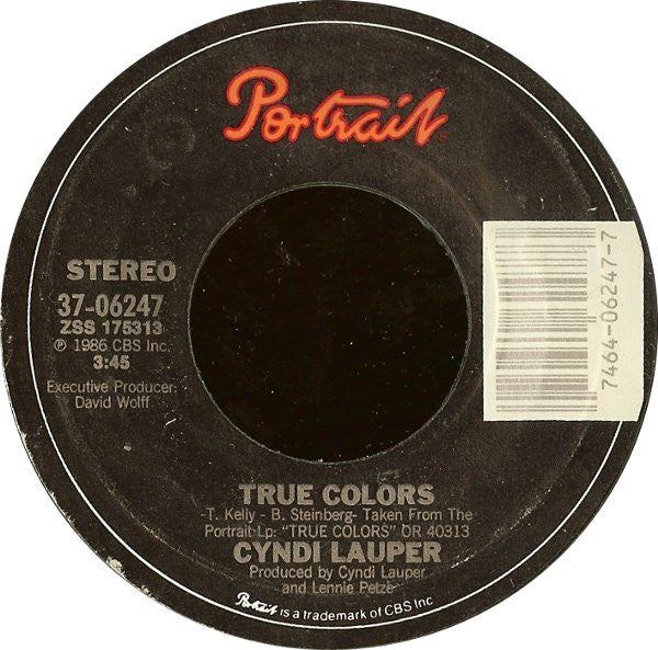 Cyndi Lauper : True Colors (7", Single, Styrene, Pit)