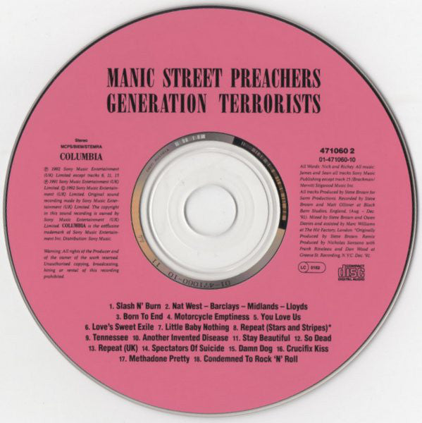 Manic Street Preachers : Generation Terrorists (CD, Album)