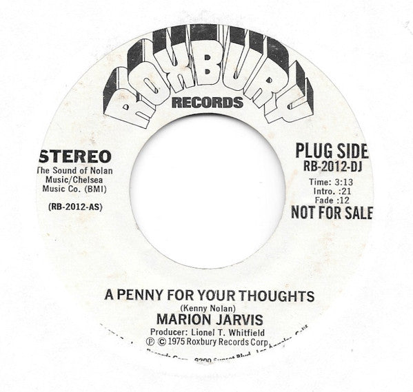 Marion Jarvis : A Penny For Your Thoughts (7", Single, Promo)