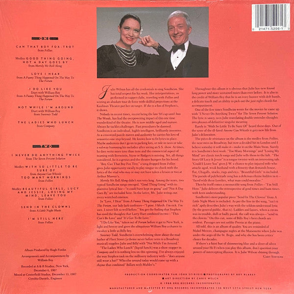 Julie Wilson - William Roy - Stephen Sondheim : Sings The Stephen Sondheim Songbook (LP, Album)