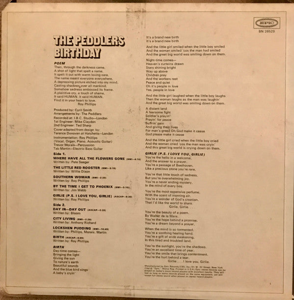 The Peddlers : Birthday (LP, Album)