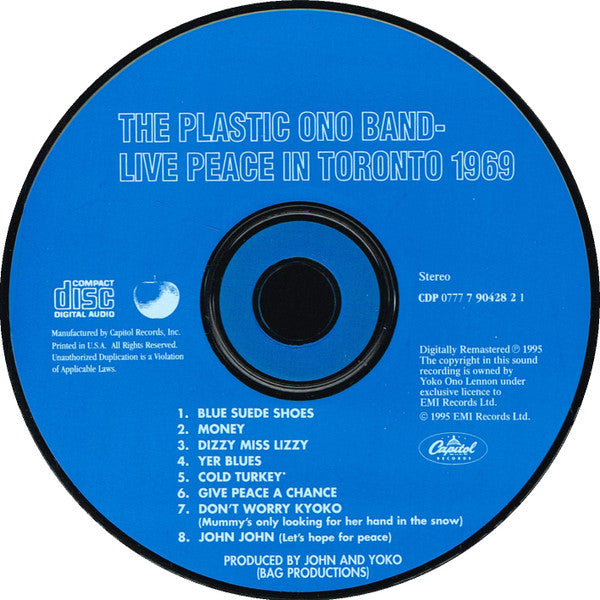 The Plastic Ono Band : Live Peace In Toronto 1969 (CD, Album, RE, RM, EMI)