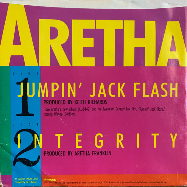 Aretha Franklin : Jumpin' Jack Flash (7", Promo, Cle)