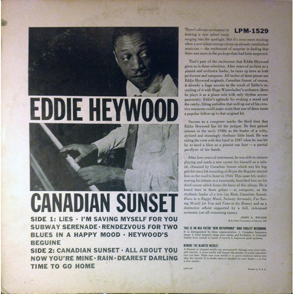 Eddie Heywood : Canadian Sunset (LP, Album, Mono, Ind)