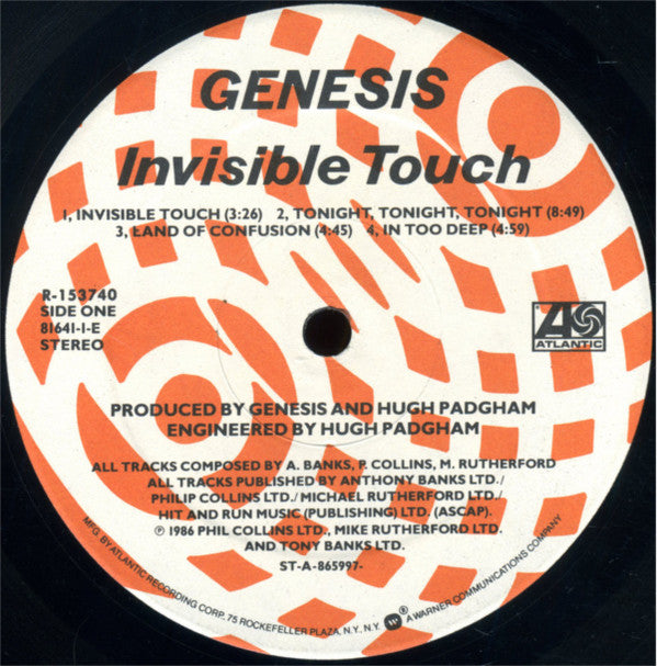 Genesis : Invisible Touch (LP, Album, Club, RCA)