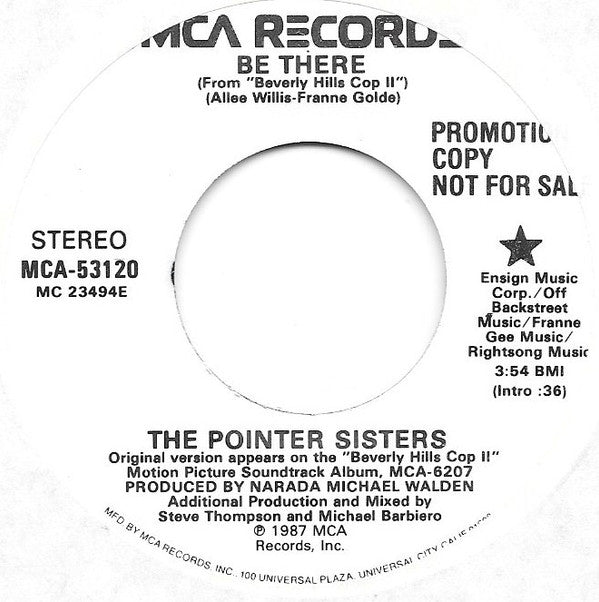 Pointer Sisters : Be There (7", Single, Promo)