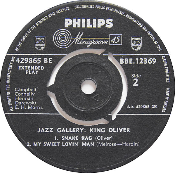 King Oliver : Jazz Gallery (7", EP, Comp)