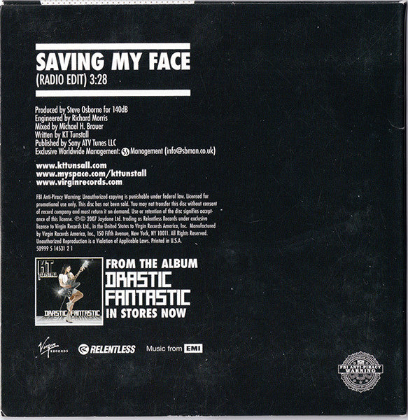 KT Tunstall : Saving My Face (CD, Single, Promo)
