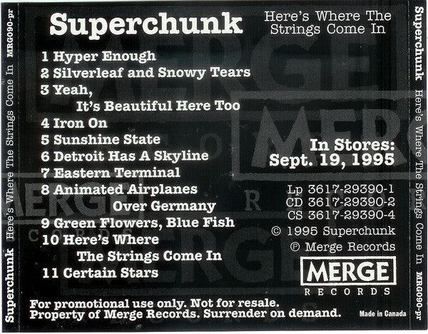 Superchunk : Here's Where The Strings Come In (CD, Album, Promo)