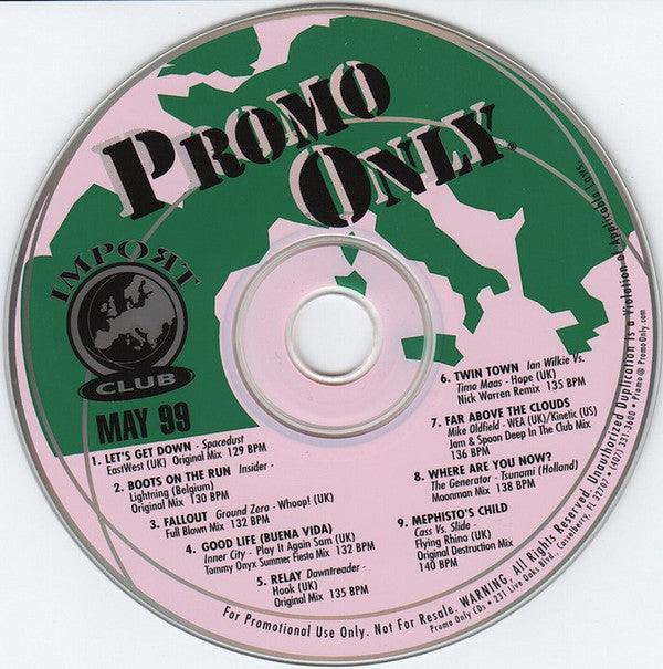 Various : Promo Only Import Club: May 99 (CD, Comp, Promo)