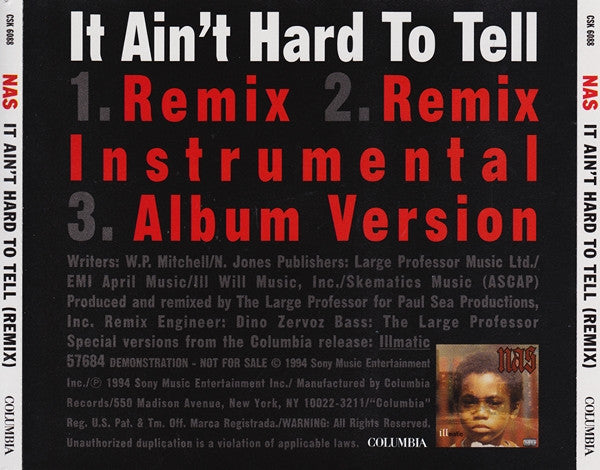 Nas : It Ain’t Hard To Tell (Remix) (CD, Single, Promo)