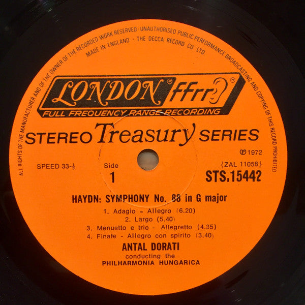 Joseph Haydn, Antal Dorati, Philharmonia Hungarica : Haydn Symphony No. 88 In G Major; Symphony No. 89 In F Major (LP)