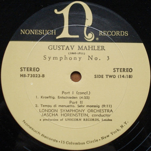 Gustav Mahler, Jascha Horenstein, London Symphony Orchestra, Norma Procter, The Ambrosian Singers, John McCarthy, Wandsworth School Boys' Choir, Russell Burgess : Mahler: Symphony No. 3 (2xLP)