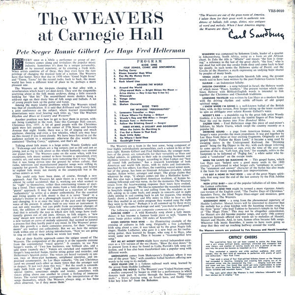 The Weavers : The Weavers At Carnegie Hall (LP, Mono, VQC)