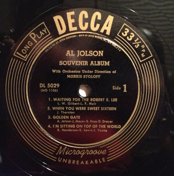 Al Jolson : Souvenir Album Vol. 2 (10", Album, Mono)