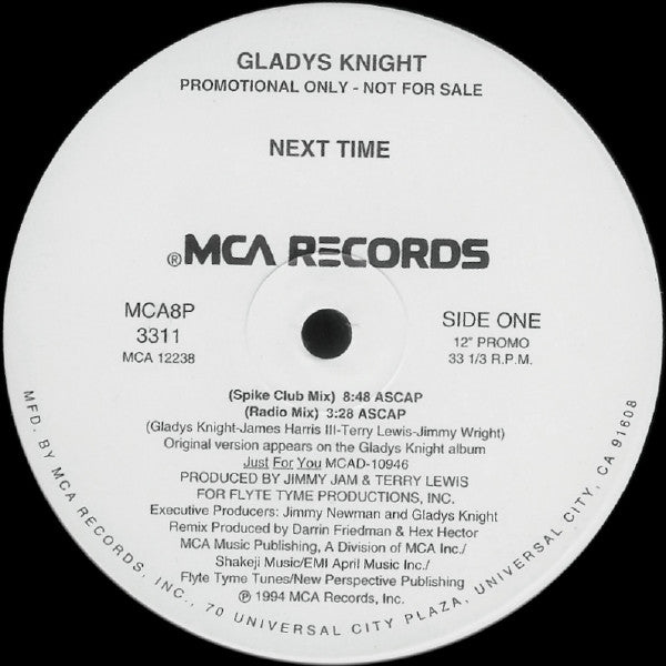 Gladys Knight : Next Time (12", Single, Promo)