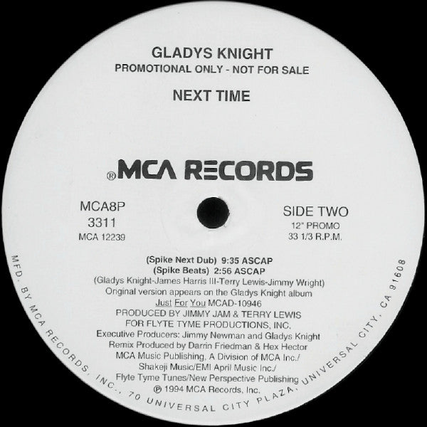 Gladys Knight : Next Time (12", Single, Promo)