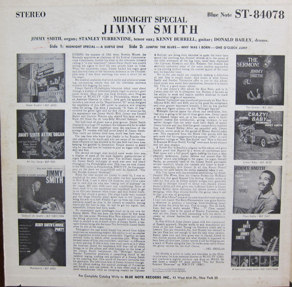 Jimmy Smith : Midnight Special (LP, Album, RE, NY )