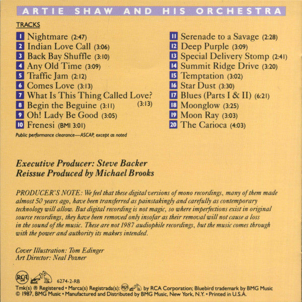 Artie Shaw and His Orchestra : Begin The Beguine (CD, Comp, RM)