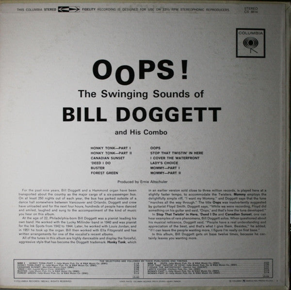 Bill Doggett Combo : Oops! - The Swinging Sounds Of Bill Doggett And His Combo (LP, Album)