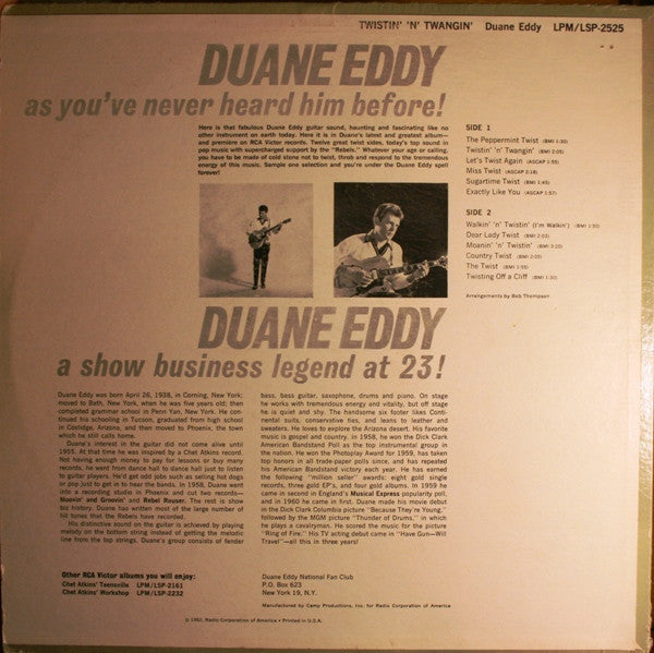 Duane Eddy : Twistin' 'N' Twangin' (LP, Album, Mono)
