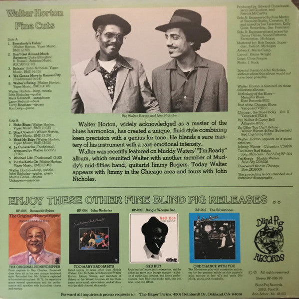 Walter Horton : Fine Cuts (LP, Album, Gre)