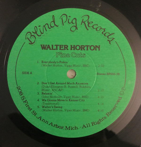 Walter Horton : Fine Cuts (LP, Album, Gre)