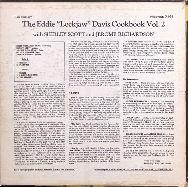 Eddie "Lockjaw" Davis With Shirley Scott And Jerome Richardson : The Eddie "Lockjaw" Davis Cookbook Vol. 2 (LP, Album)