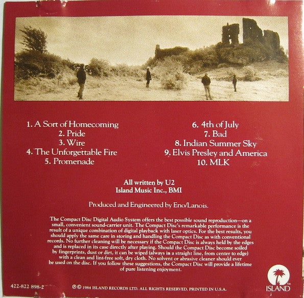 U2 : The Unforgettable Fire (CD, Album, Club, RE, Pit)