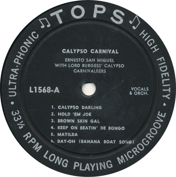 Ernesto San Miguel With Lord Burgess' Calypso Carnivaleers* : Calypso Carnival In Hi-Fi (LP, Album, Mono)