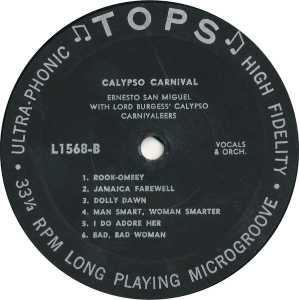 Ernesto San Miguel With Lord Burgess' Calypso Carnivaleers* : Calypso Carnival In Hi-Fi (LP, Album, Mono)