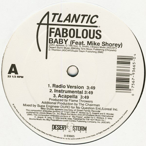 Fabolous Featuring Mike Shorey : Baby (12")