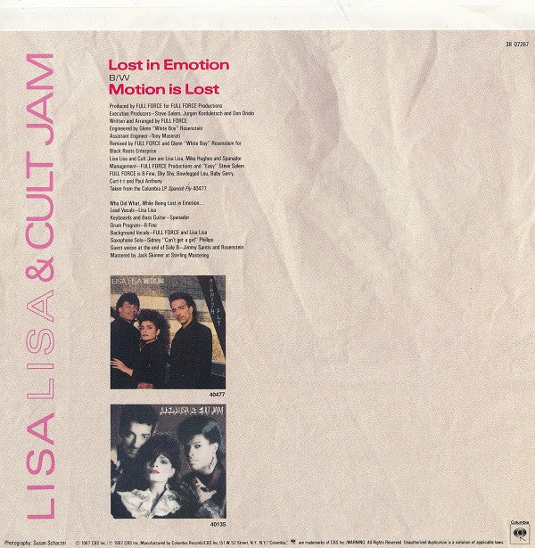 Lisa Lisa & Cult Jam : Lost In Emotion (7", Single)